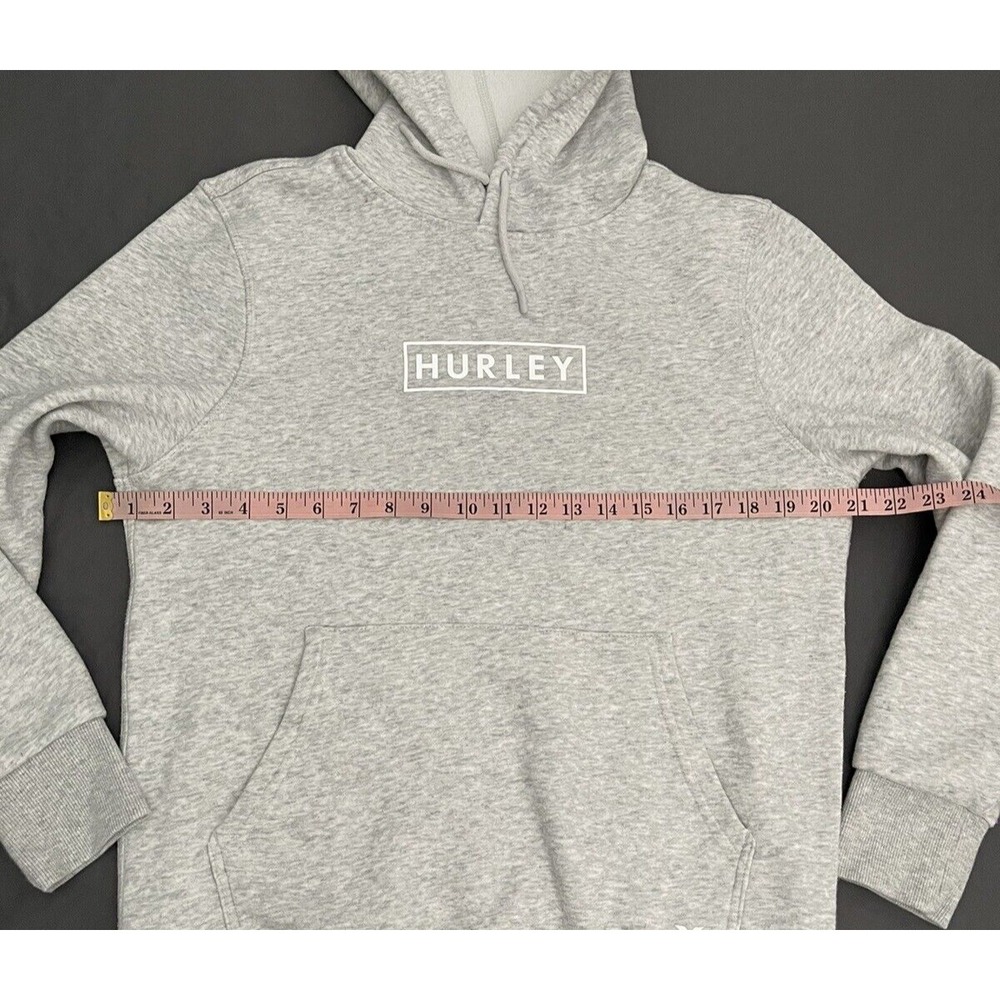 Hurley Womens Small Hoodie Sweater Gray Long Sleeve Pullover Logo Front Pocket - Picture 11 of 13
